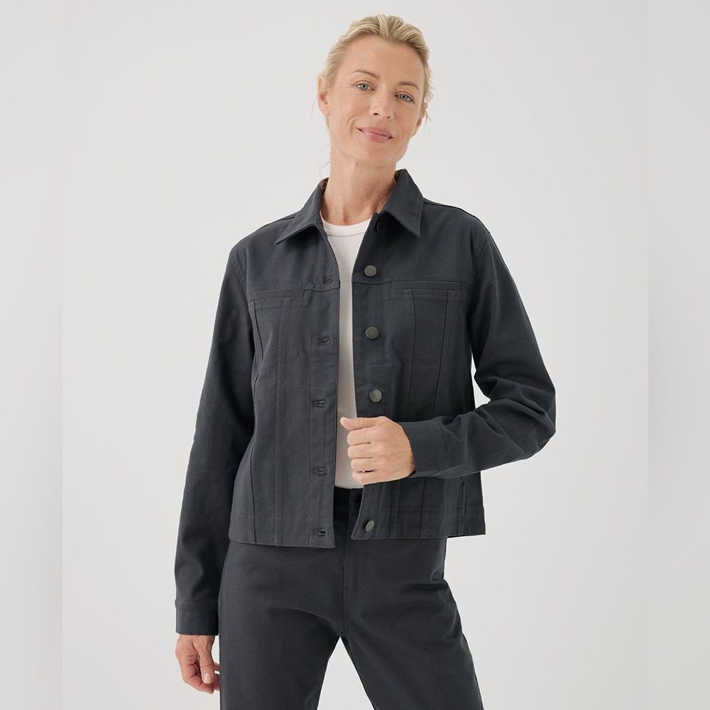 Pact Gray Organic Cotton Jean Jacket sz XL Natural Versatile Utility Minimalist